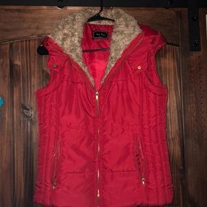 Red fur vest